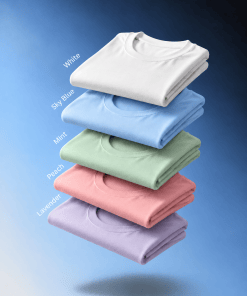 Combo Pack of (5) Men's Premium Round Neck T-Shirts White, Sky Blue, Mint, Peach, Lavender