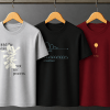 Combo Set (3) Men's Premium Graphic Printed Round Neck T-Shirt White, Black, Burgundy