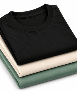 Combo Pack of (3) Men's Premium Plain Round Neck T-Shirts Black, Cream, Sage Green
