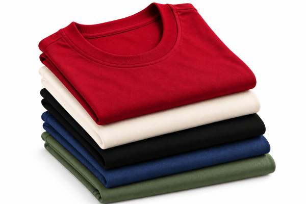 Combo Pack of (6) Men's Premium Plain Round Neck T-Shirts Red, Cream, Black, Navy Blue, Olive Green