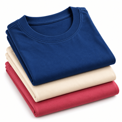 Combo Pack of (3) Men's Premium Plain Round Neck T-Shirts Navy Blue, Cream, Rose Pink