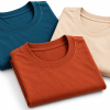 Combo Pack of (3) Men's Premium Plain Round Neck T-Shirts Teal Blue, Cream, Rust Orange