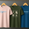 Combo Set (3) Men's Premium Graphic Printed Round Neck T-Shirt Peach, Olive Green, Blue