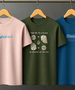 Combo Set (3) Men's Premium Graphic Printed Round Neck T-Shirt Peach, Olive Green, Blue